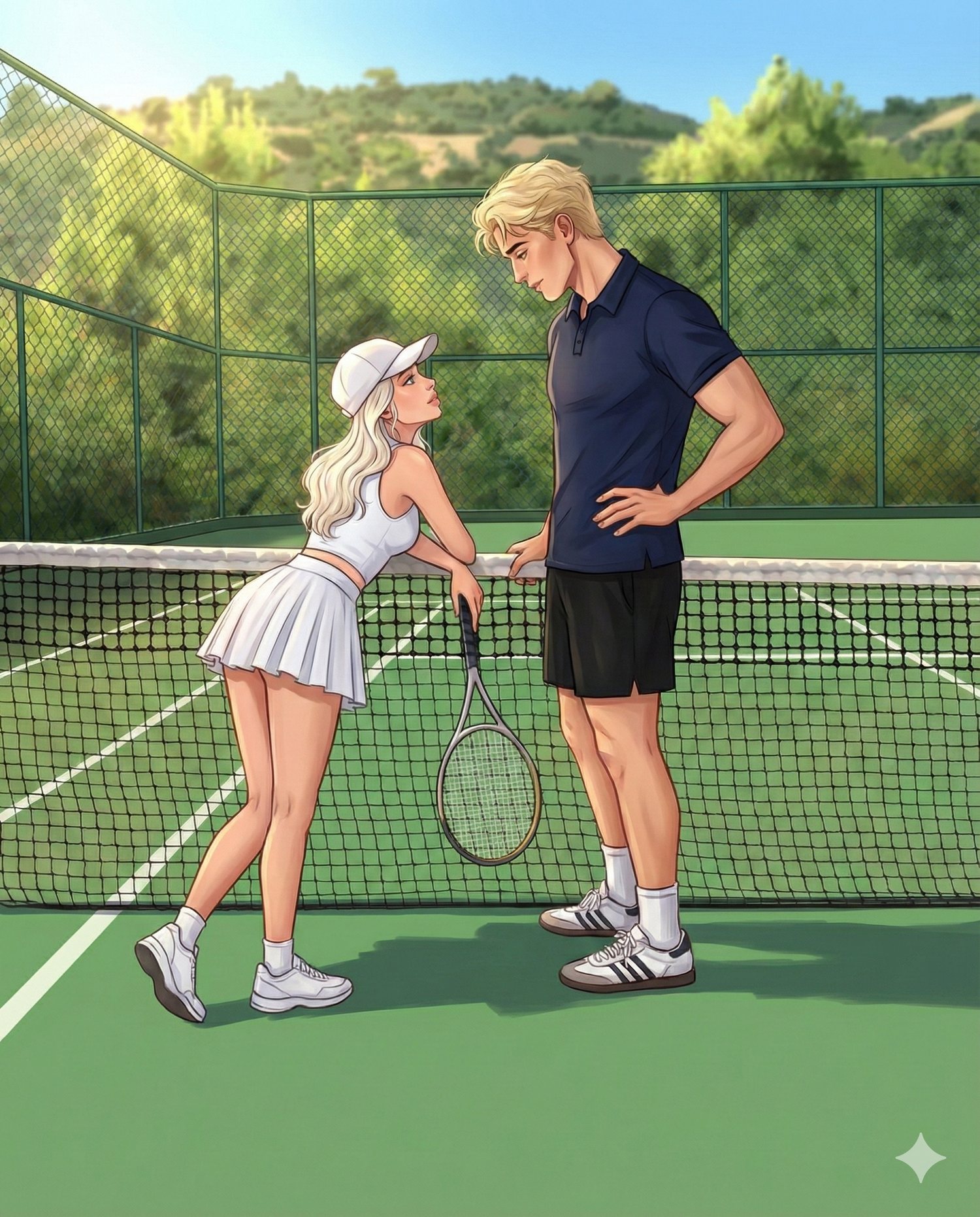 Emmy and Grant on the tennis court